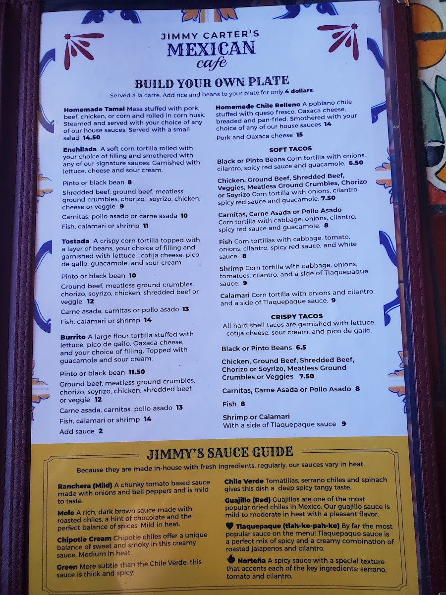 Jimmy Carter's Mexican Café Menu - Image 1