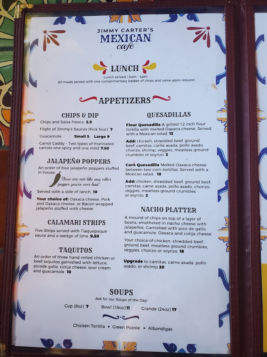 Jimmy Carter's Mexican Café Menu - Image 2